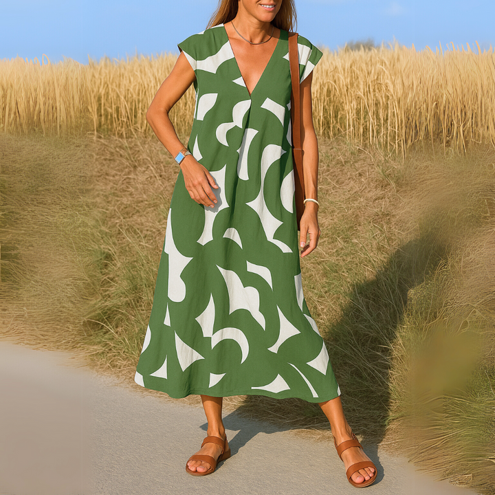 Marivelle™ | Flowing V-Neck Dress