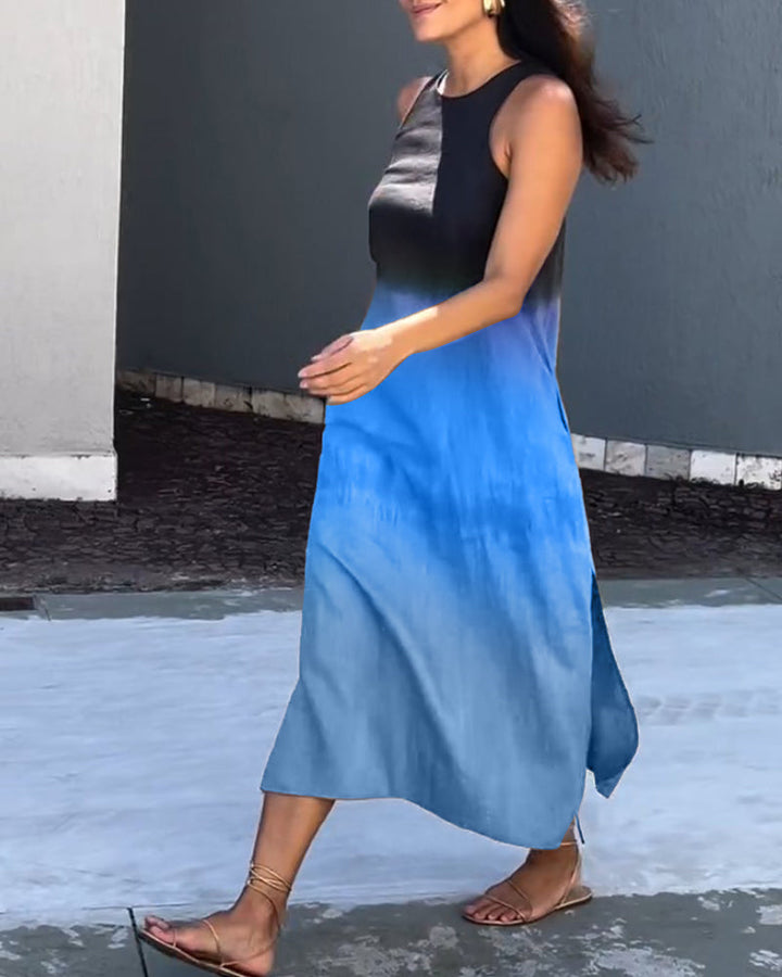Anette | Sleeveless Ombre Dress with Round Neck