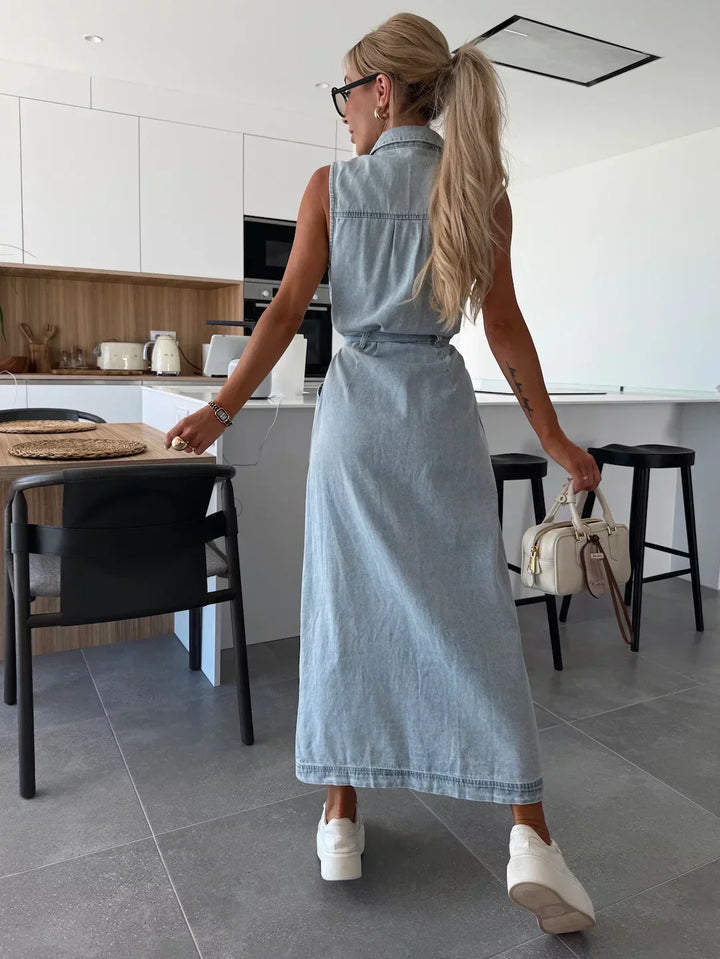 MARENZA™ | STRUCTURED MAXI DENIM DRESS