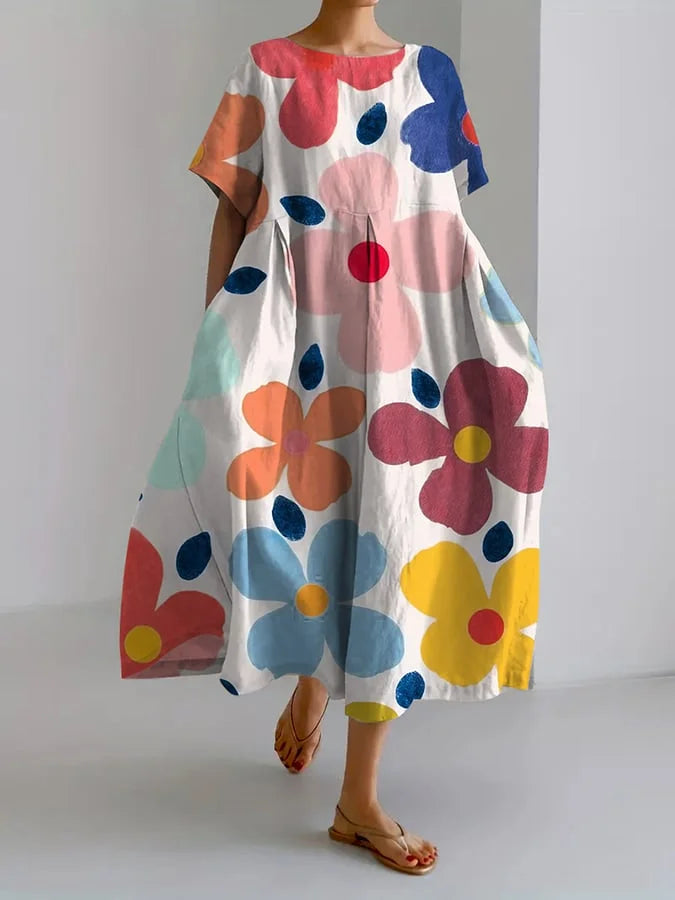 Eliana | Joyful Floral Midi Dress for Carefree Summer Days