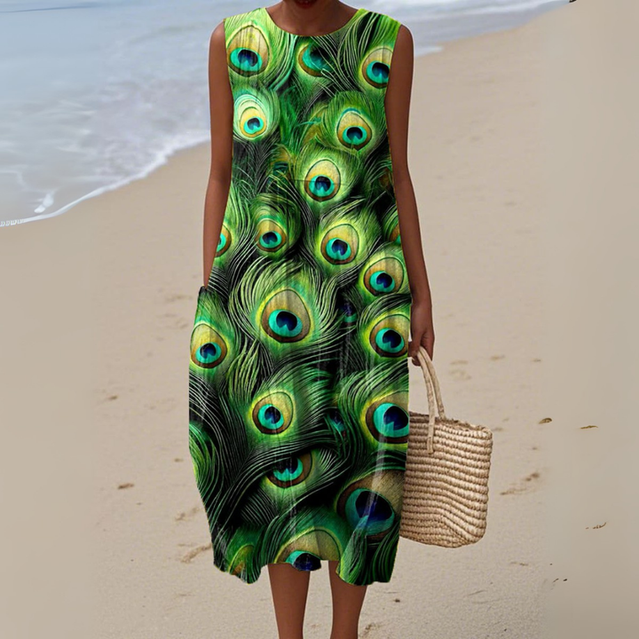 Celina | Watercolour Peacock Dress