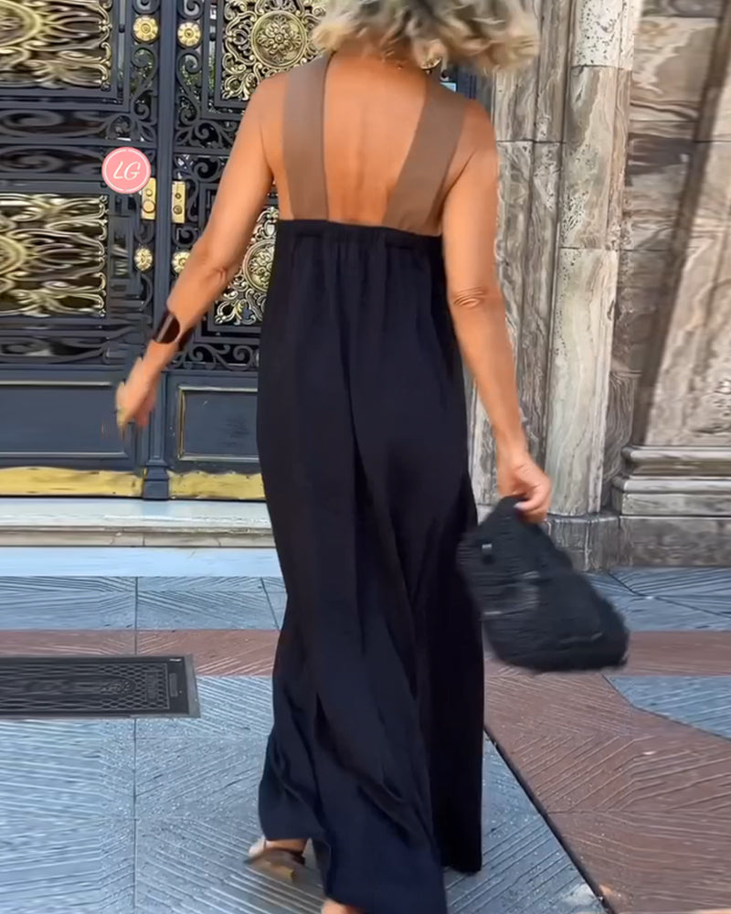 SELVAYA™ | LUXE HALTER MAXI DRESS FOR SUMMER ELEGANCE