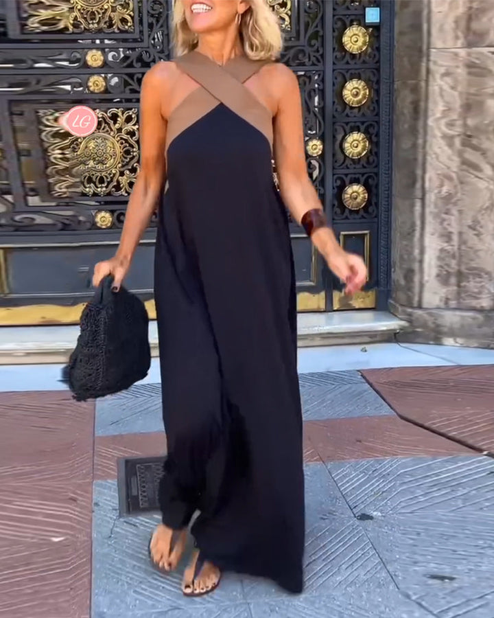 SELVAYA™ | LUXE HALTER MAXI DRESS FOR SUMMER ELEGANCE