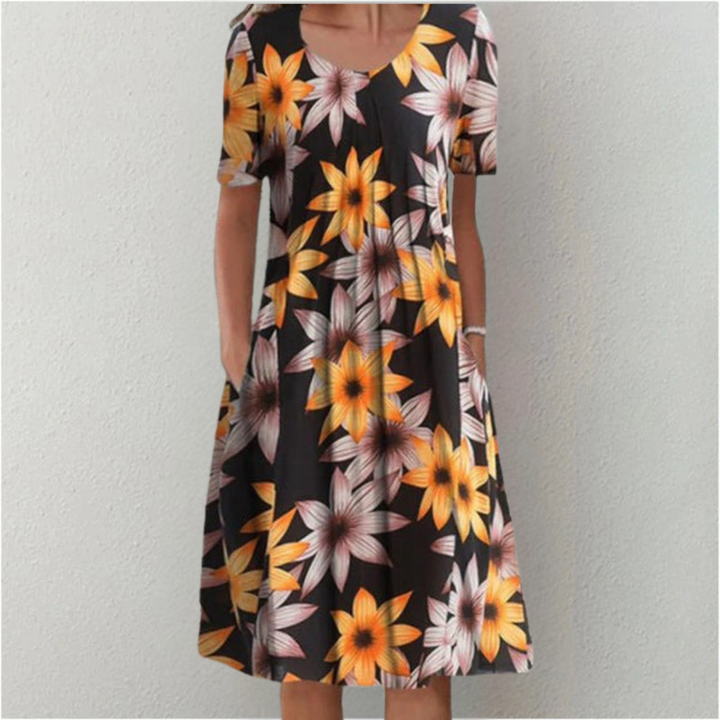 Sofia Stylish and Casual Floral Dress with Pockets