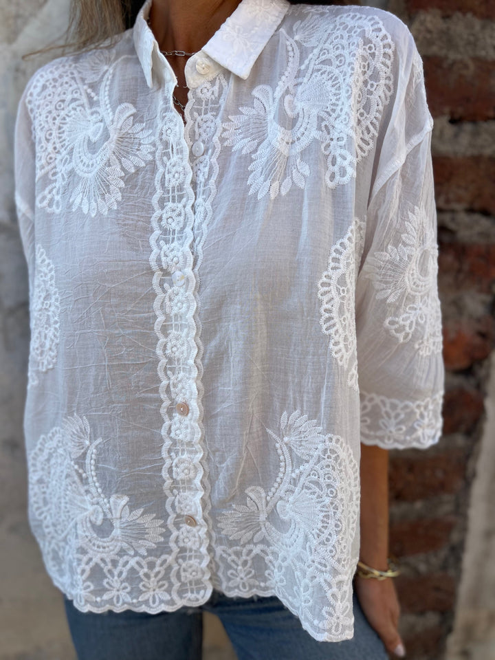ISABELLE Chic Lace Embroidered Blouse