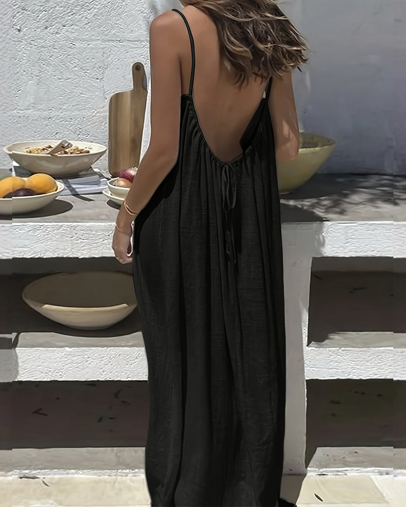 Coraline™ | Solid Colour Backless Cami Dress