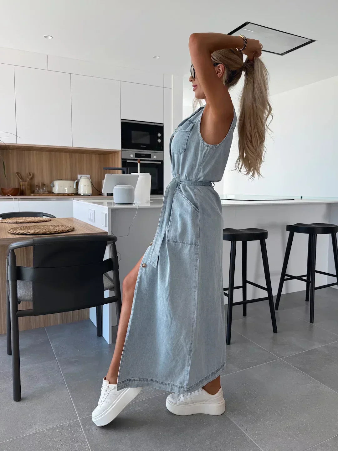 MARENZA™ | STRUCTURED MAXI DENIM DRESS