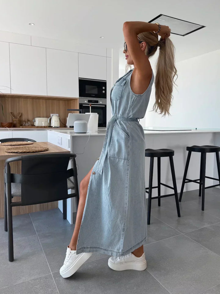 MARENZA™ | STRUCTURED MAXI DENIM DRESS