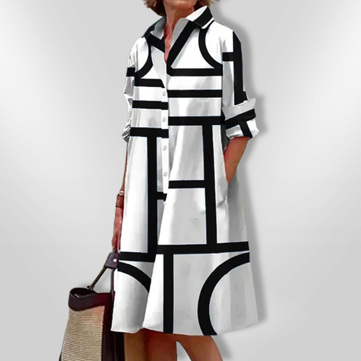 Leviana™ | Midi Dress with Geometric Pattern