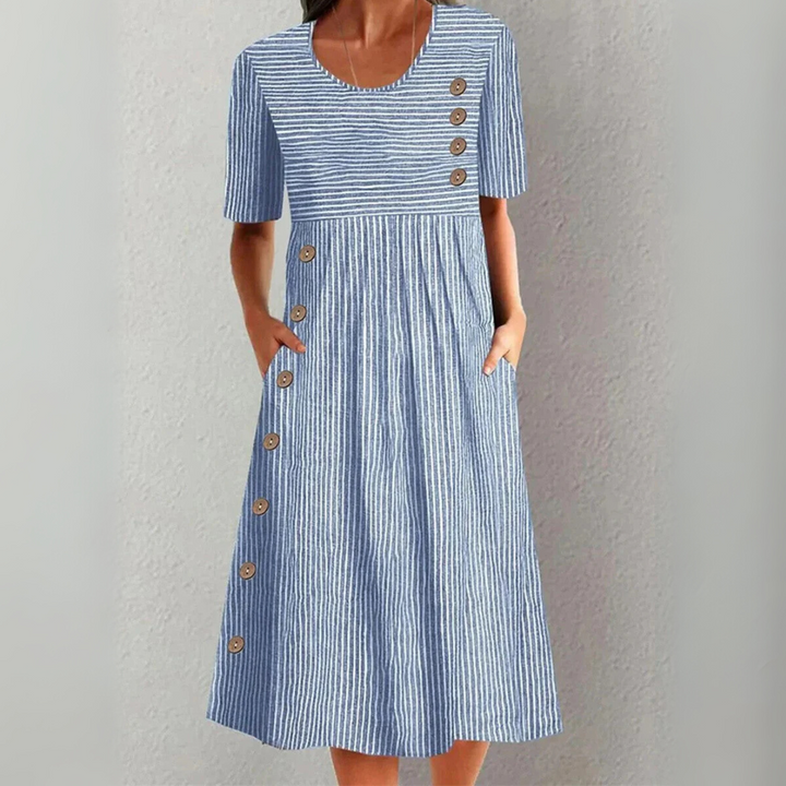 Lenna Striped Cotton Midi Dress