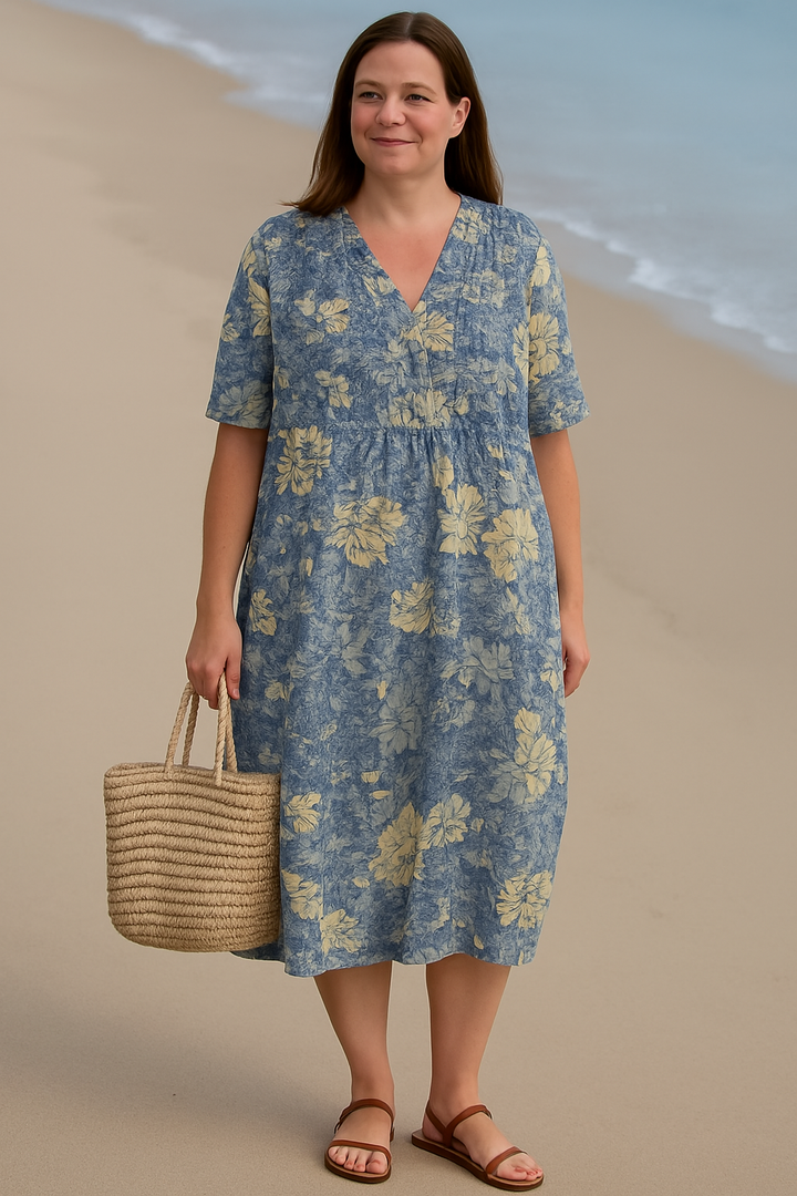 BEGONIA Floral Tummy-Hiding Dress