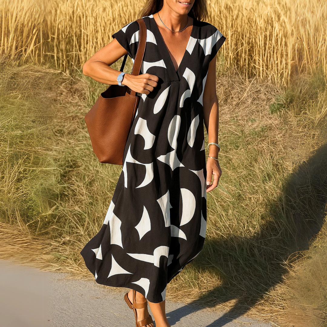 Marivelle™ | Flowing V-Neck Dress