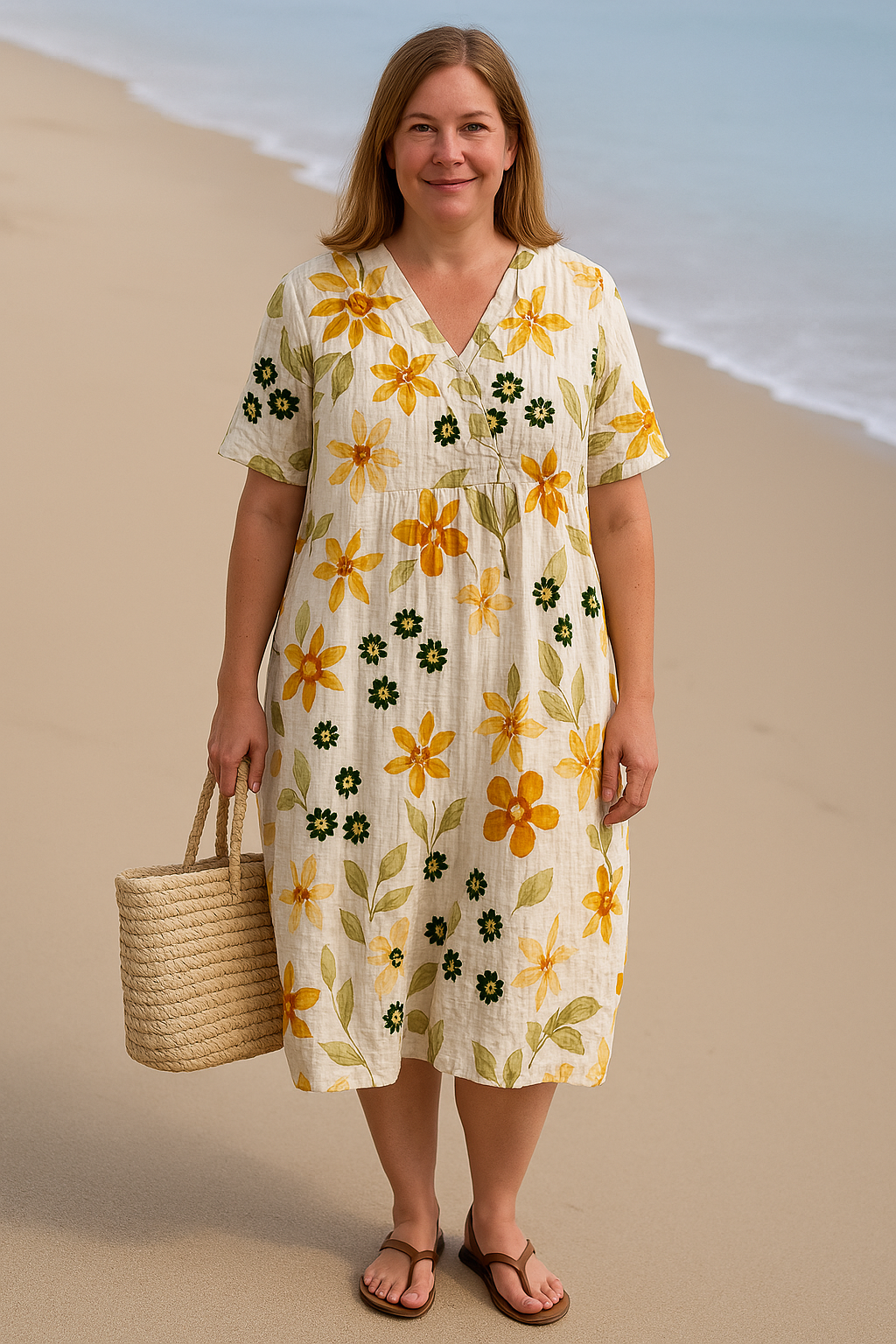 BEGONIA Floral Tummy-Hiding Dress