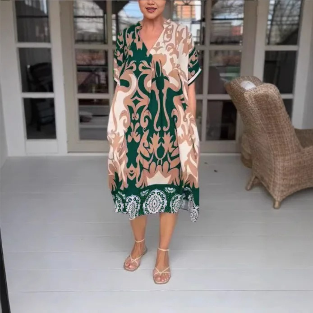 Amanda | Bohemian Printed Dress – Relaxed, Artistic & Effortless