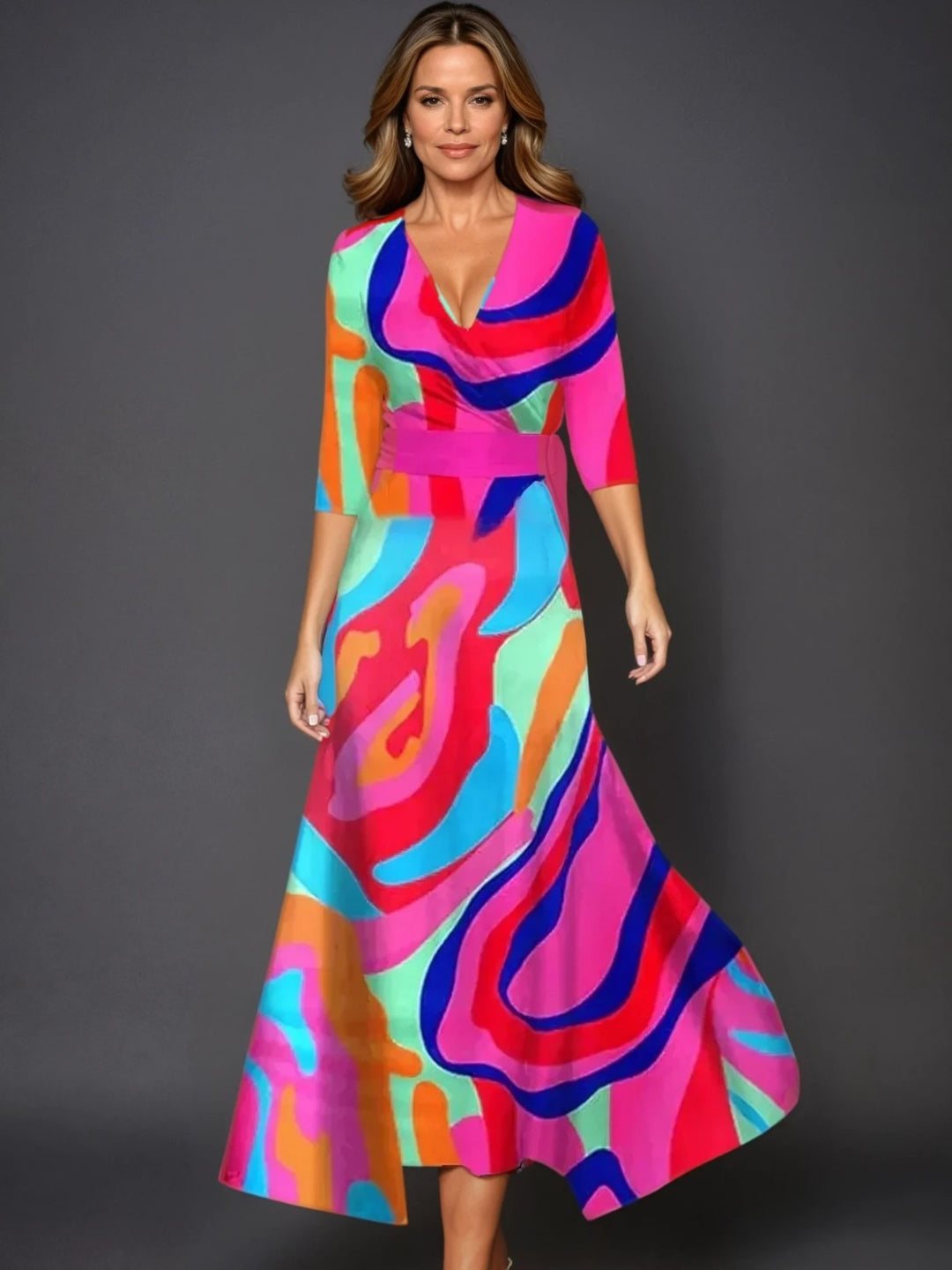 Zoe Classic Floral V-Neck Maxi Dress