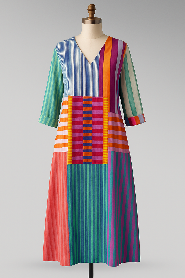 CALINA™ | ELEGANT GEOMETRIC MIDI DRESS