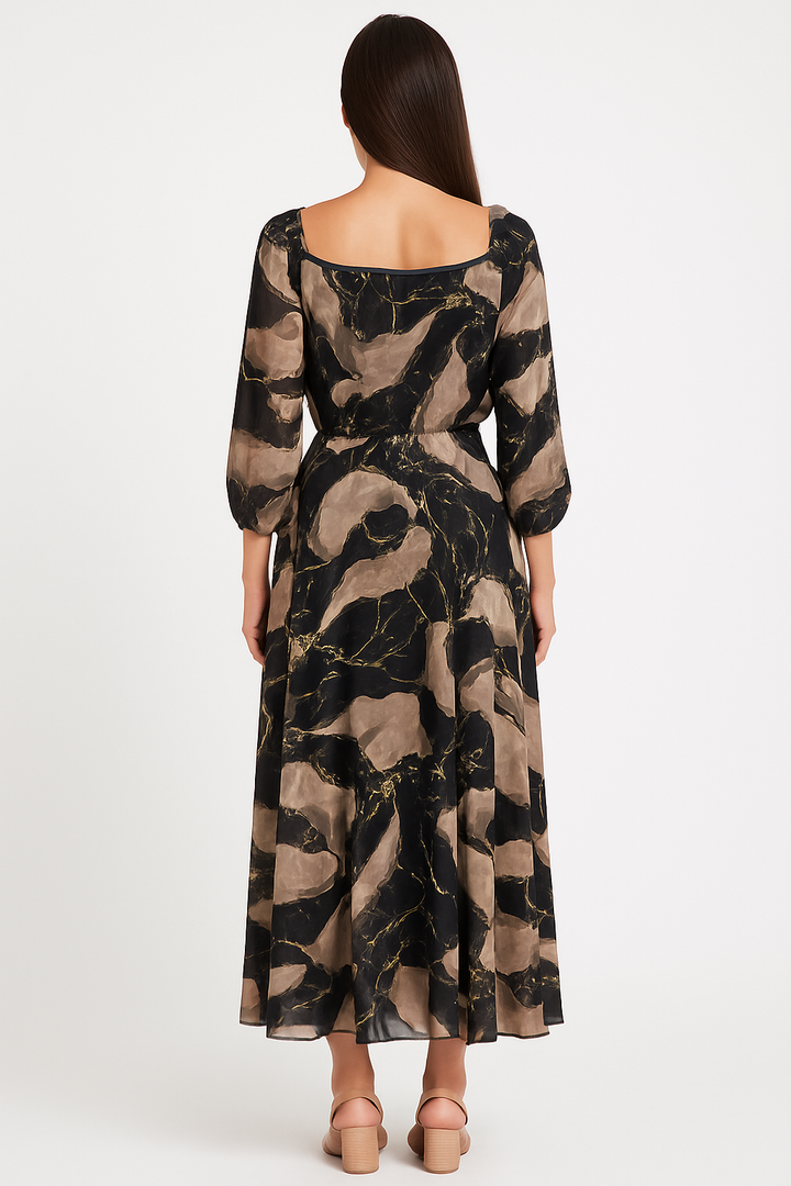 EMMA | PRINTED THREE-QUARTER SLEEVE DRESS