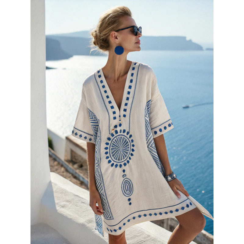 Amara™ | Bohemian Embroidered Kaftan Dress