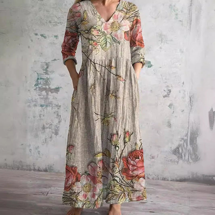 Fiona Floral Linen-Cotton Dress