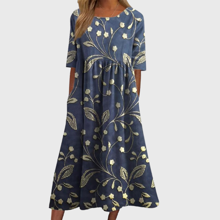 Leviana™ | Elegant Midi Floral Dress