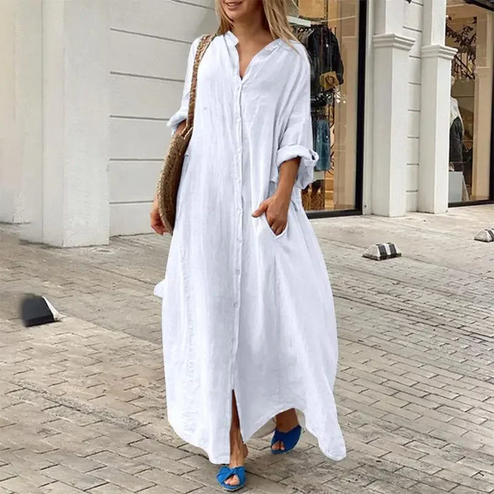 Elise | Oversized Linen Shirt Dress