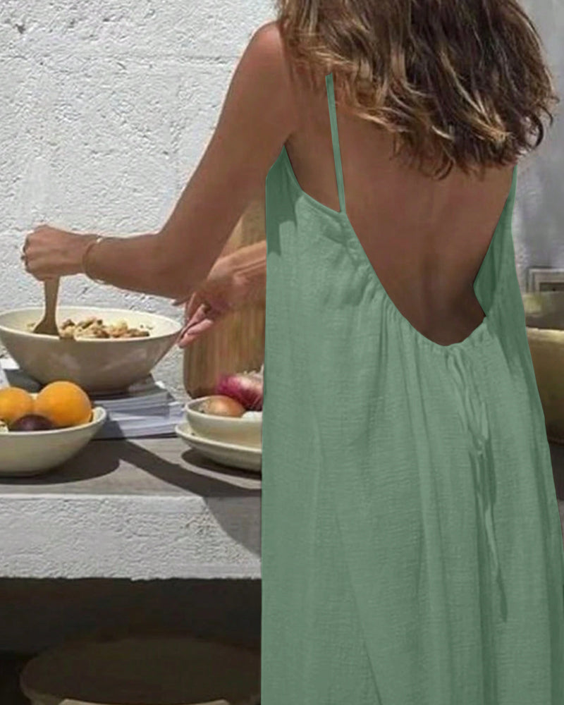 Coraline™ | Solid Colour Backless Cami Dress