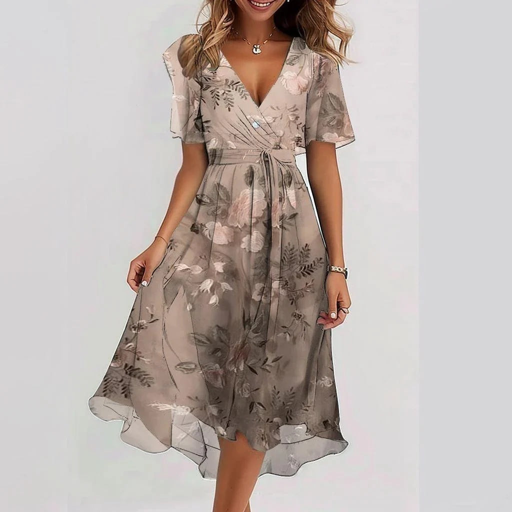 Leviana™ | Elegant Floral Midi Dress
