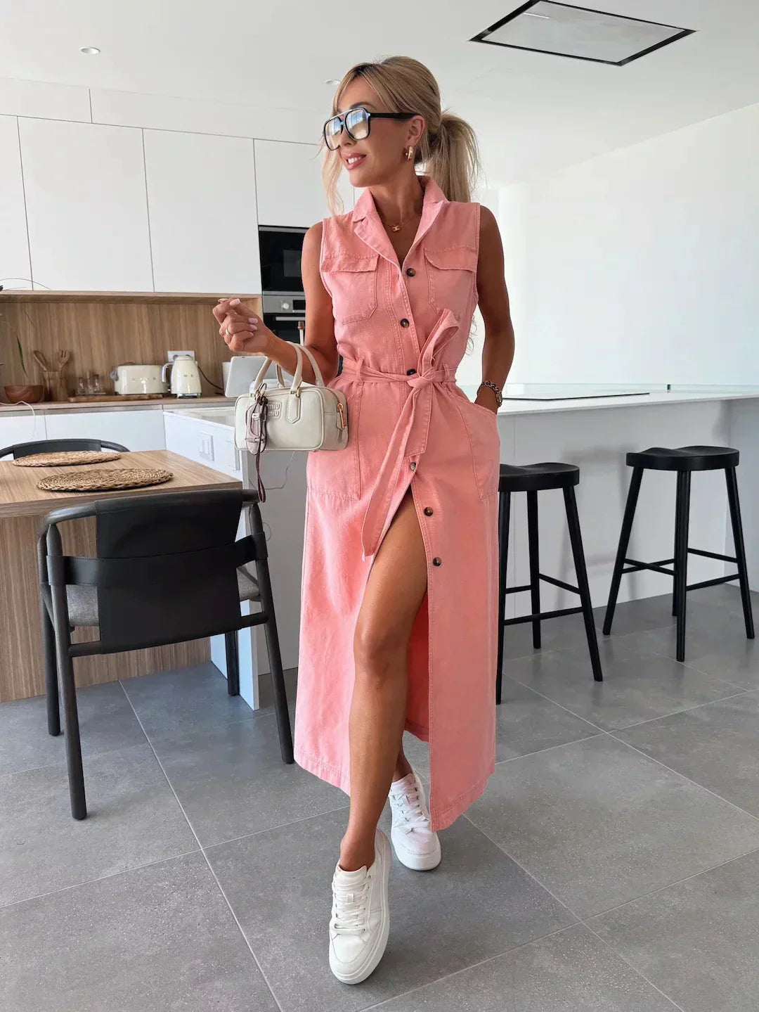 MARENZA™ | STRUCTURED MAXI DENIM DRESS