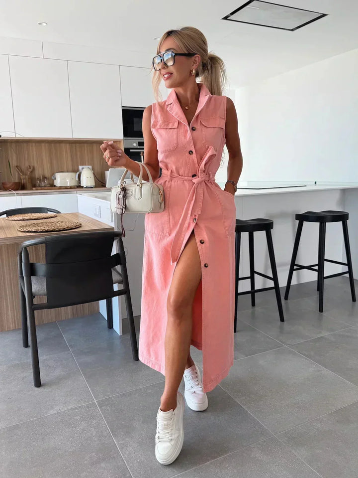 MARENZA™ | STRUCTURED MAXI DENIM DRESS