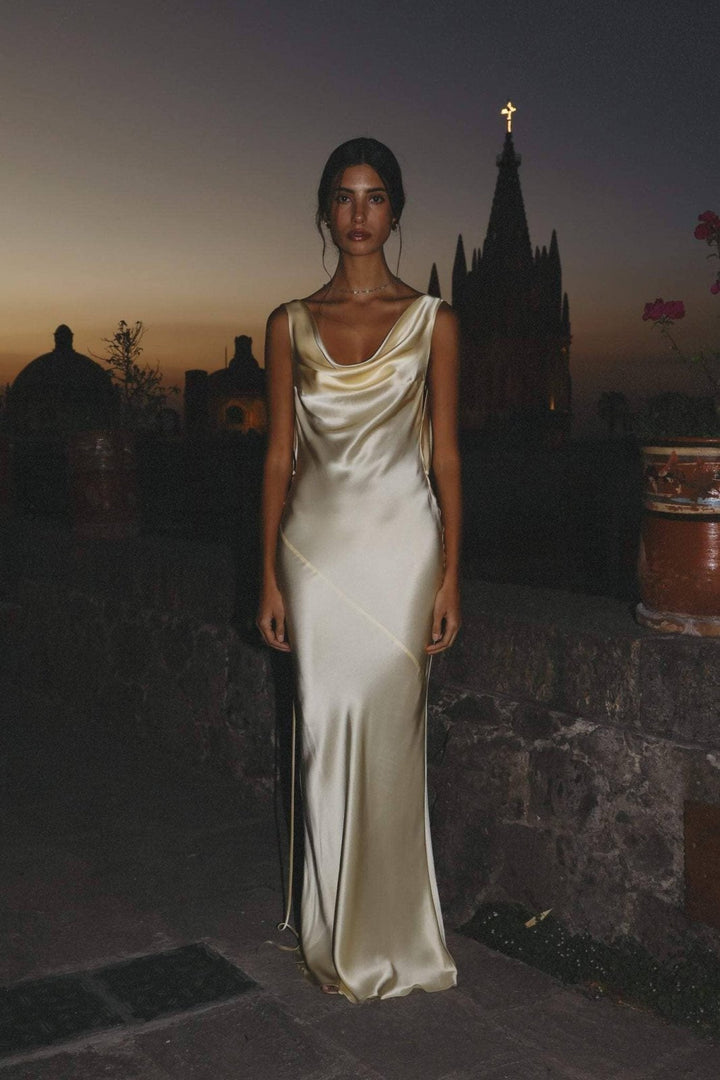 ISLA | SILK OPEN-BACK MAXI DRESS