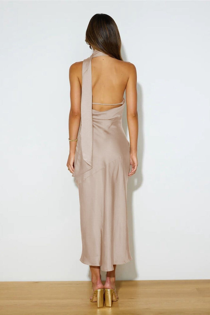 EMMA | SILK HALTERNECK MIDI DRESS