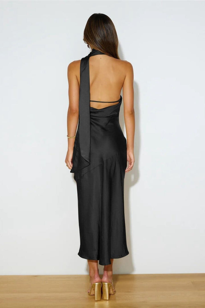 EMMA | SILK HALTERNECK MIDI DRESS
