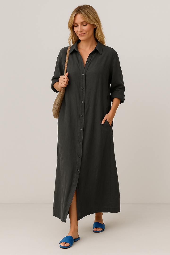 Elise | Oversized Linen Shirt Dress