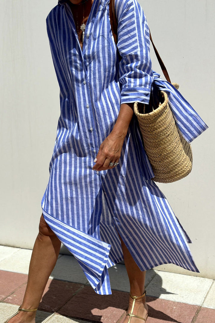 ISMARA™ | STRIPED SHIRT DRESS WITH REFINED COMFORT & CLASSIC STYLE