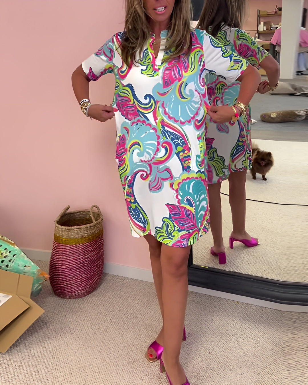 Gaëlle | Lightweight Printed V-Neck Dress