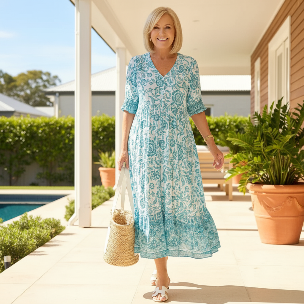 Janet | Elegant Floral Dress with V-Neck