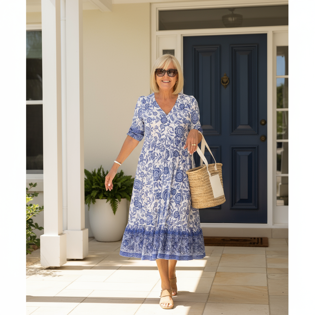 Janet | Elegant Floral Dress with V-Neck