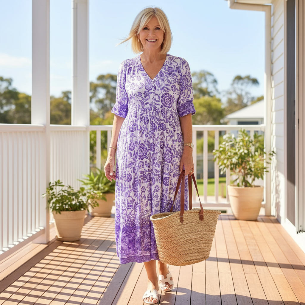 Janet | Elegant Floral Dress with V-Neck