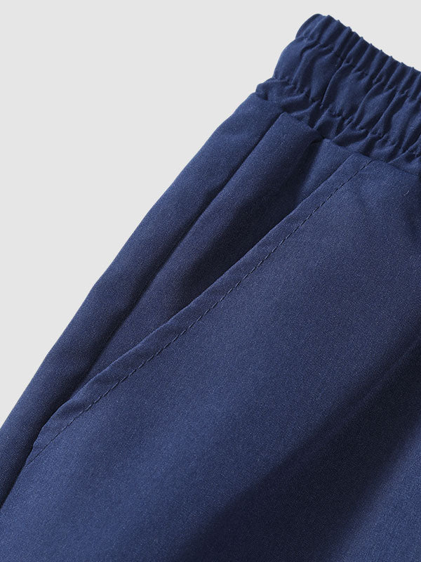 Men's Striped Mandarin Collar Half Button Shirt  Casual Shorts Set