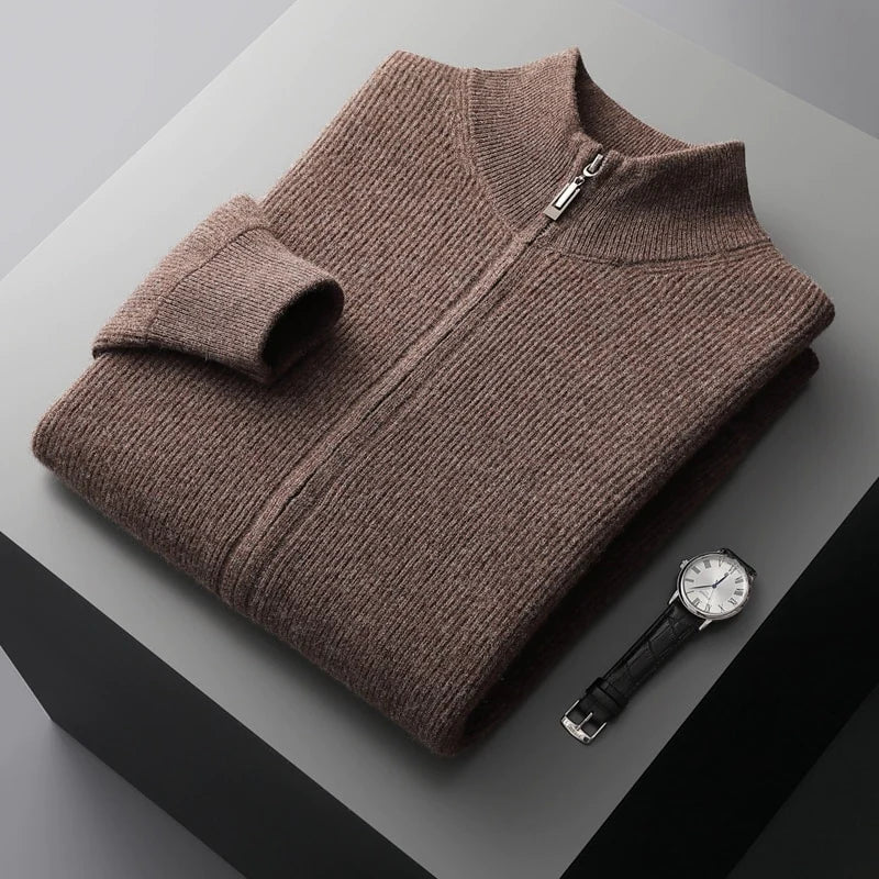 Renric | Minimalist Zip-Up Ribbed Sweater