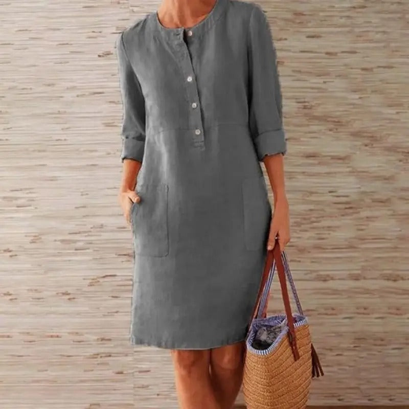 Elise | Long Sleeve Linen Dress