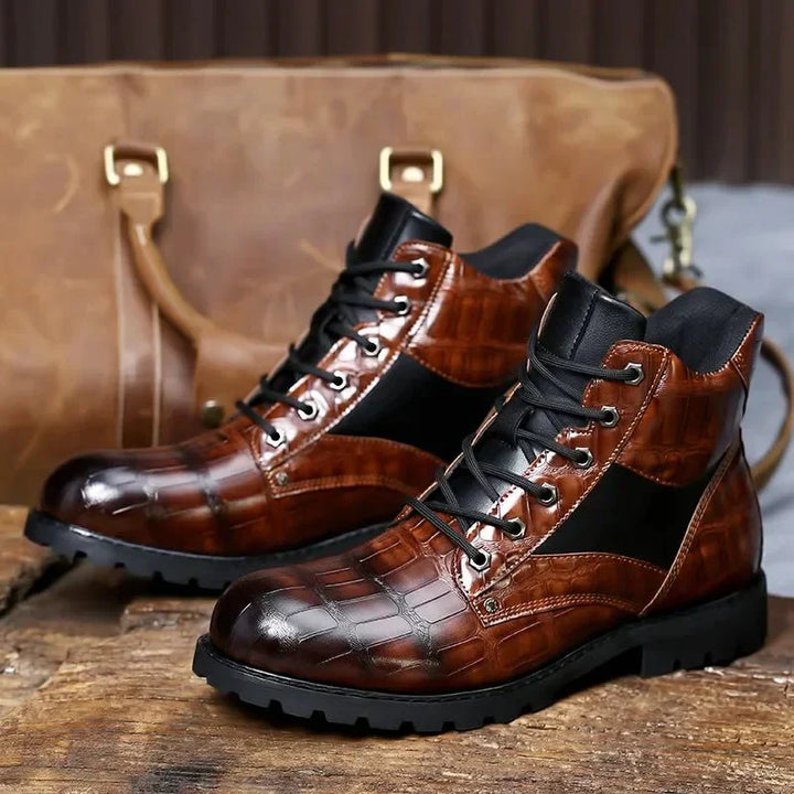Xavier | Stylish Croco Faux Leather Boots